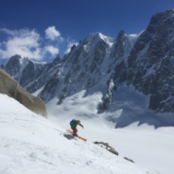 touring under the Giant Argentiere basin north wall